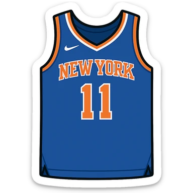 flat toon style new york knicks basketball jersey featuring the number 11 sticker