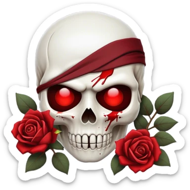 ninja emoji as a skull with dead roses and hearbreak emoji's in the back sticker