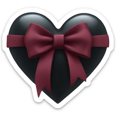 crystal black heart wrapped in a burgundy bow sticker