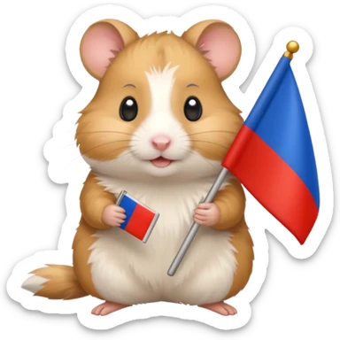a hamster holding a Russian flag emoji sticker