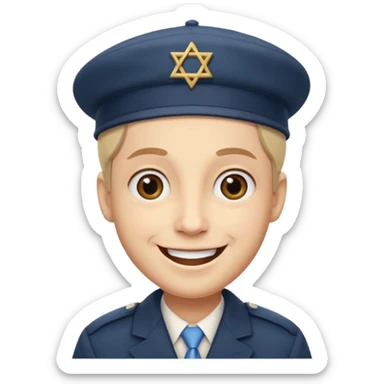 Smile face klasyczny, lecz z pejsami i beretem żydowskim sticker