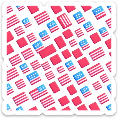 USA flag minimal 3D emoji style, red and white stripes, blue square in the corner, no details, no text, 3D effect sticker