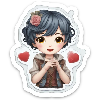 draw a sticker pack in anime style this porcelain doll fell in love sticker