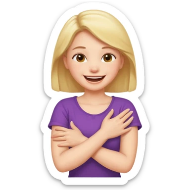 arms crossed holding neck laughing girl sticker