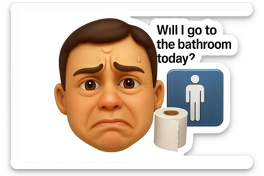 emoji stile iphone che riguarda l'argomento "stipsi/andrò al bagno oggi?", iperrealistico 4k sticker