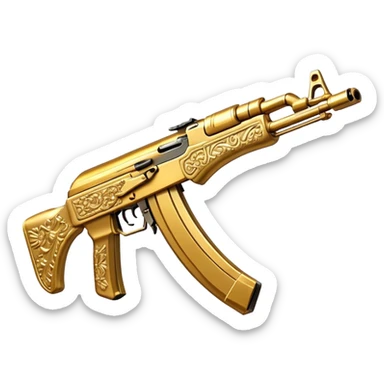 shiny and detailed gold AK47 sticker