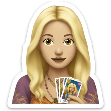 Blonde Hippie Karen with tarot cards sticker
