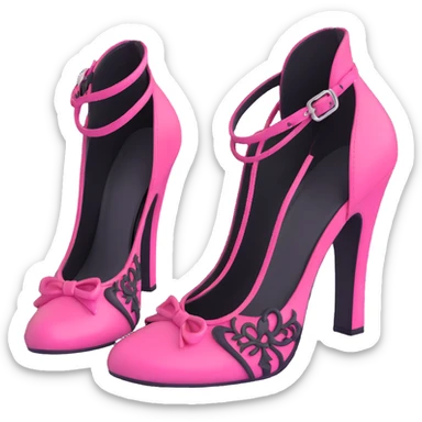 BLACKPINK-inspired gothic shoes, no hearts, black and pink, cute  sticker