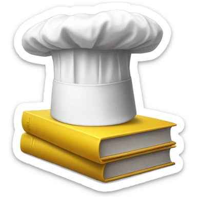 white chef hat on top of closed book with yellow cover sticker
