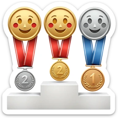 1st 2nd 3rd place podium with gold, silver, and bronze medals sticker