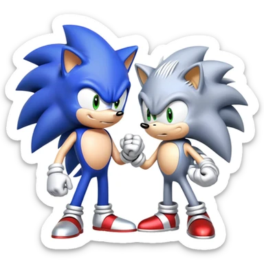 Sonic the Hedgehog and Silver the Hedgehog fist bumping sticker