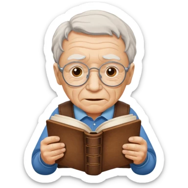 elderly holding book sticker