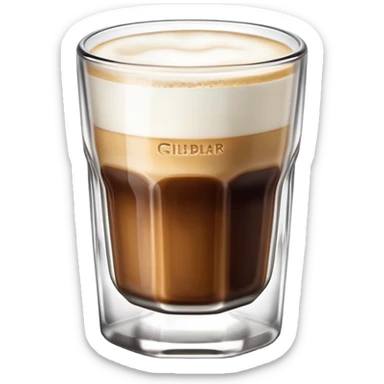 Small 4.5 ounce Gibraltar glass with cortado espresso drink, small glass tumbler with espresso and milk sticker