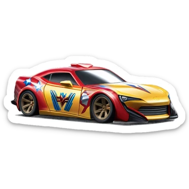 Linda Carter’s WW2 Wonder Woman Long wheelbase widened ground effects Scion FR-S hypercar hot wheels race car sticker