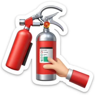 hand holding Fire extinguisher sticker