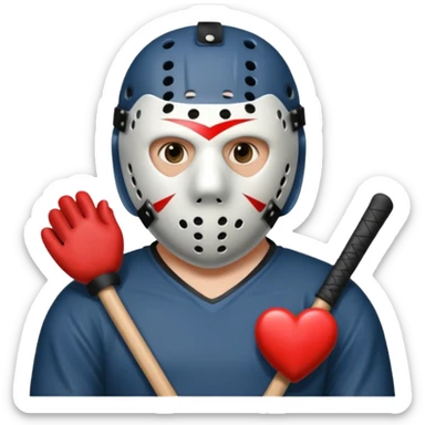 Jason Voorhees, looking cute, heart-shaped hands sticker