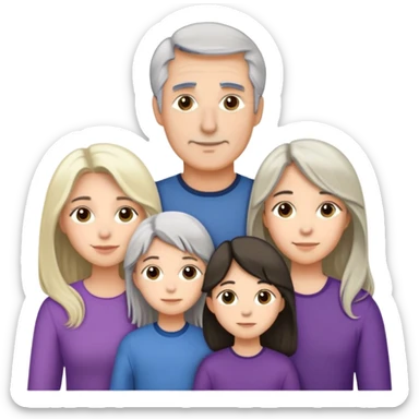 Family of five dad 65 grey hair mother 53 dark medium hair son 16 tall dark hair daughter and 15 blonde long hair daughter 11 long dark hair sticker