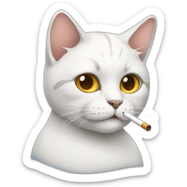 Cat with a cigarette sticker