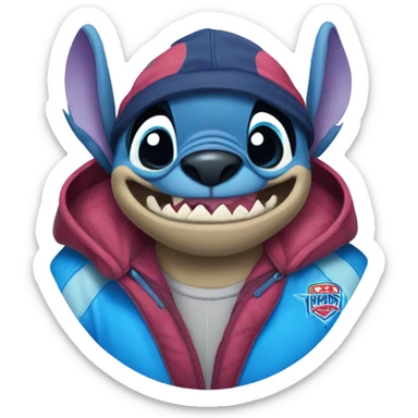Disneys Stitch wearing an avalanche jersey  sticker