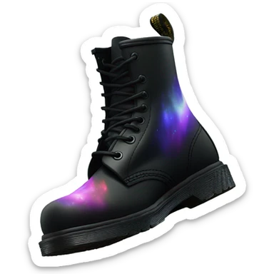 Realistic isolated top view of a pair of black Dr.Martens Boots with Northern Lights Scene on them. sticker