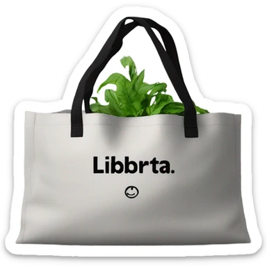 ecological bag of gray color with black inscription liberta sticker