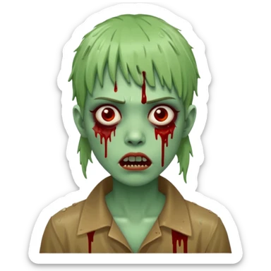 Zunbi na chuva cabelo de franjinha pele verde sangrenta sticker