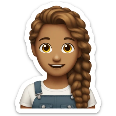 a tanner girl with brown poofylong hair with braces  sticker