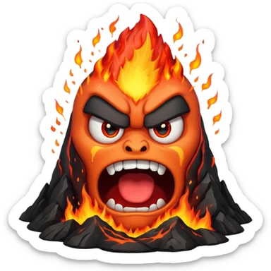 can i have an image of an angry volcano erupting with an angry fave sticker