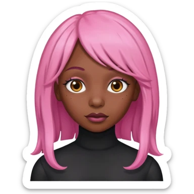 Black girl with long pink wig sticker