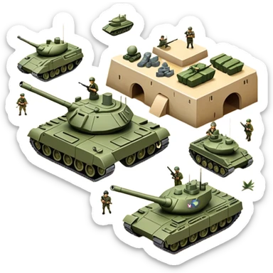 strategic military map with military objects sticker