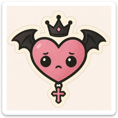 BLACKPINK-inspired gothic object, cute and expressive, black and pink theme, chibi stickers style sticker