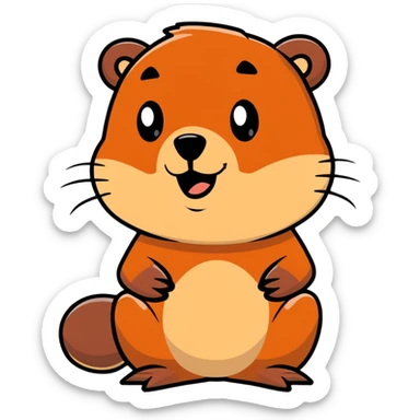friendly cartoon beaver with flat tail sticker