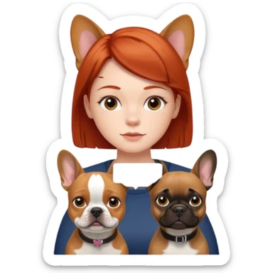 Redhead girl with french bulldog and belgian malinua sticker
