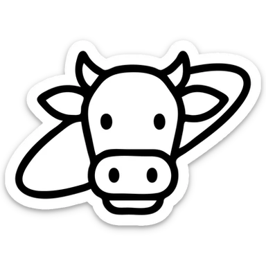 cow with Saturn's rings, clean modern icon style, simple lines, minimal color sticker