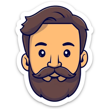 bearded man with mustache and connected bushy eyebrows sticker