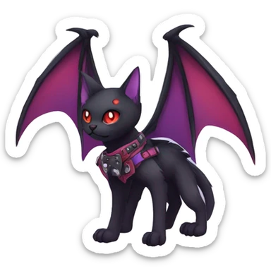 cool edgy black punk red Purple ethereal fantasy nargacuga-bat-cat-Fakemon collar harness full body sticker