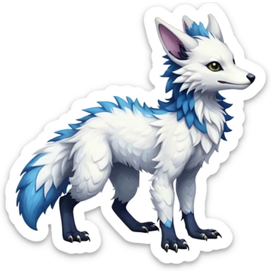 Epic Feral Rare Fantasy shiny cool cute fluffy Vernid-Sergal-Trico-species by LiLaiRa, random markings, tufted tail, tufted ears, full body sticker