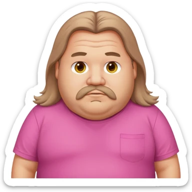 Long hair fat men in pink t-shirt sticker