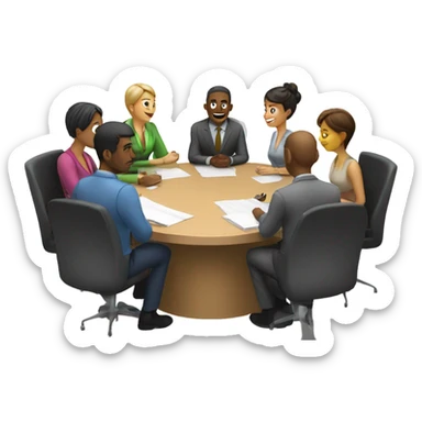 men and women work meeting at a table sticker