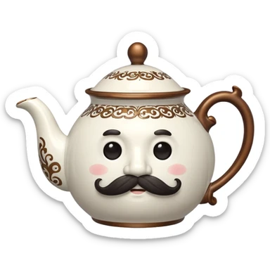 a teapot with mustache  sticker
