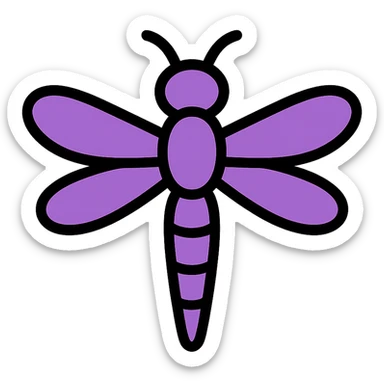 a dragonfly in violet color, clean and clear design sticker
