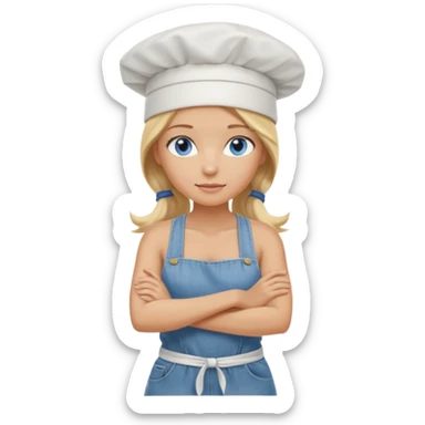 Sexy Full body 
Long Blonde hair blue eyed female chef arms folded wearing tank top and denim shorts and chef hat arms folded sticker