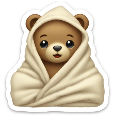  cute teddy bear cozy in vanilla blanket sticker