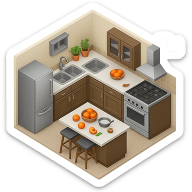 Make the background transparent, keep the plus (+) symbol in the top right corner white, and keep the kitchen emoji unchanged. sticker