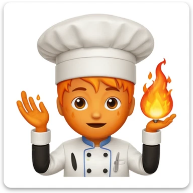 emoji mascotte goute enflammée en chef de cuisine sticker