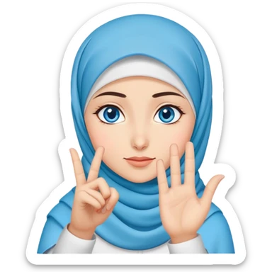 Turkish beautiful finish Konya girl blue eyes with hijab and saying no with hand gesture sticker