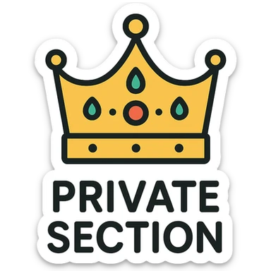 luxurious gold crown with elegant details, premium feel, logo for 'private section' sticker