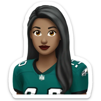  White female dark hair red lips wearing Philadelphia Eagles jersey sticker