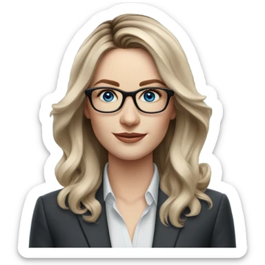 Shoulder length Balayage pale beautiful corporate woman with glasses and blue eyes sticker