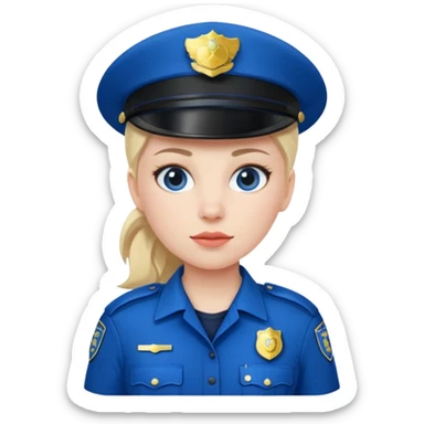 female police officer with blue buckle sticker